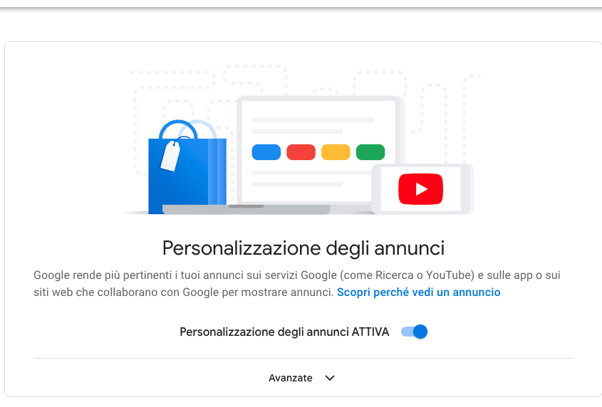 google personalizzazione annunci